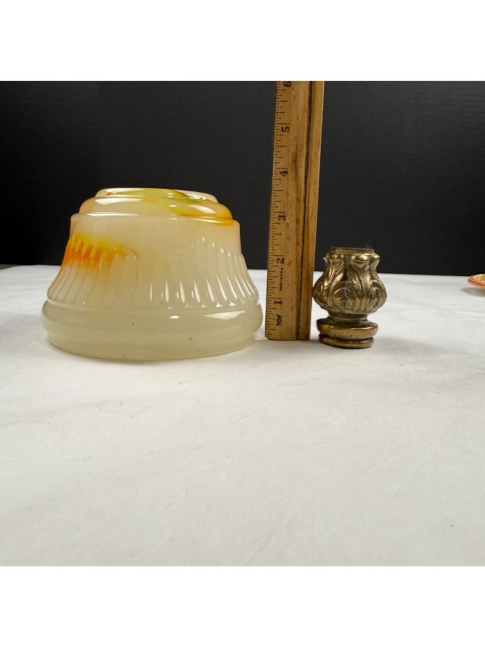 Vintage Floor Lamp Parts Cadmium Slag Glass Husk and Spacer - Picture 7 of 11